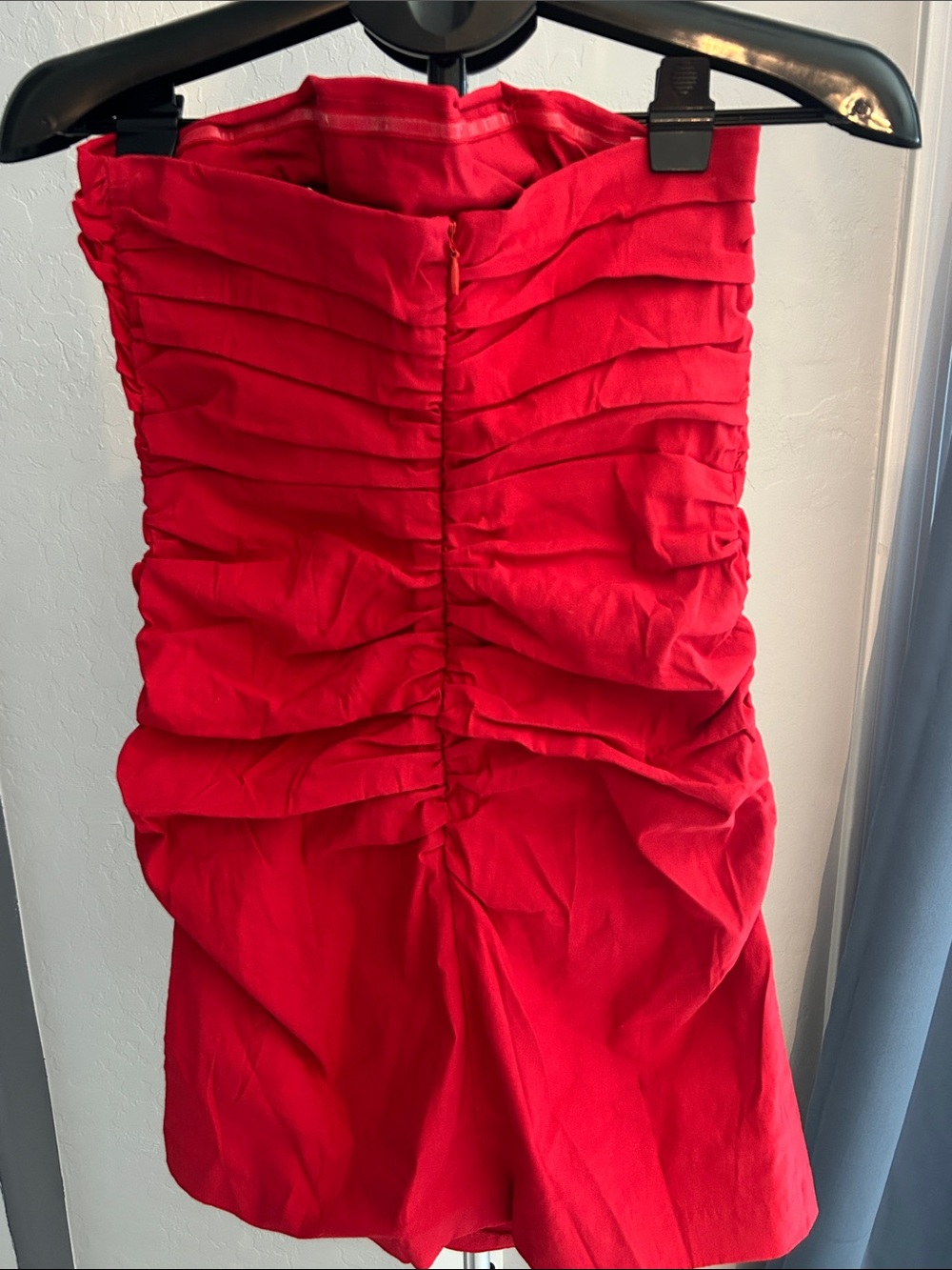 Anthropologie Red Strapless Ruched Mini Dress - Picture 3 of 4